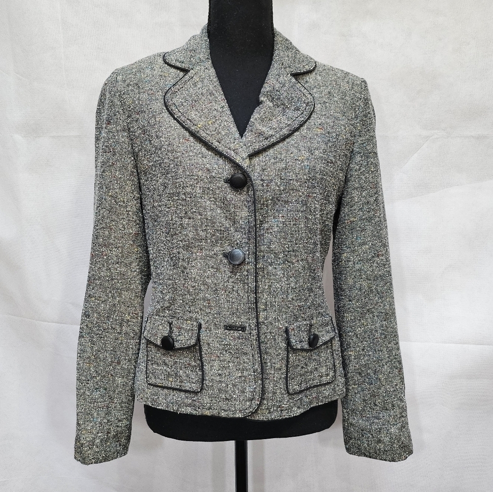 Apt. 9 Black & White, Multicolored Wooven Fitted Blazer Size 8